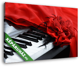 Piano keys közelkép gyönyörű női piros koncert ruha af - vászonkép 3D látványterv