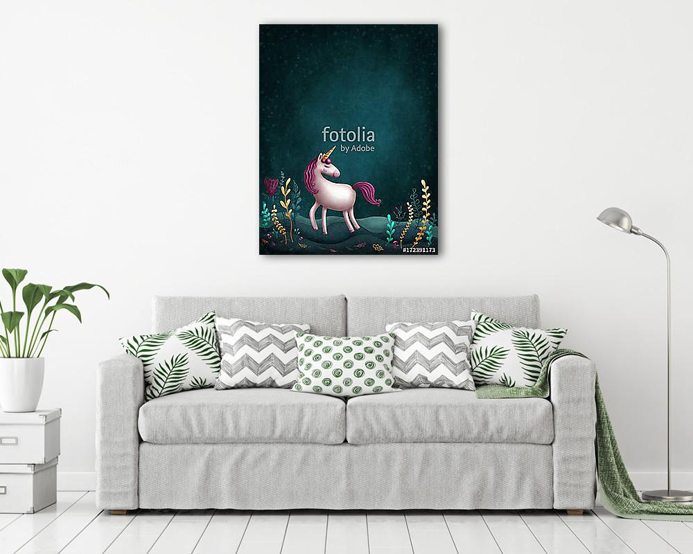 Mesés unikornis - pink sörénnyel (bögre) - vászonkép, falikép otthonra és irodába