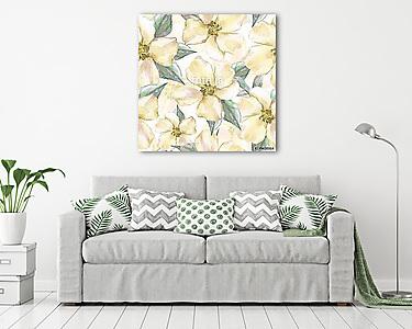 Floral seamless pattern. Watercolor background with delicate flo (vászonkép) - vászonkép, falikép otthonra és irodába