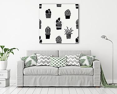 Hand Drawn Cactus Pattern (vászonkép) - vászonkép, falikép otthonra és irodába