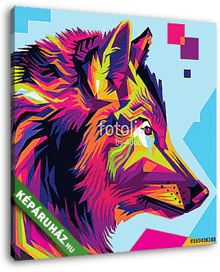 Wolf head pop art illustration style - vászonkép 3D látványterv