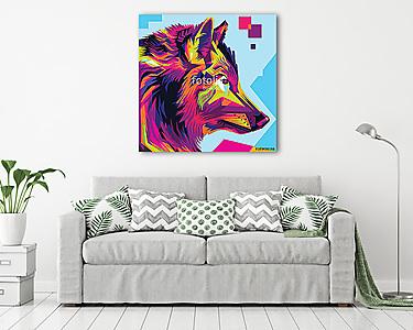 Wolf head pop art illustration style (vászonkép) - vászonkép, falikép otthonra és irodába