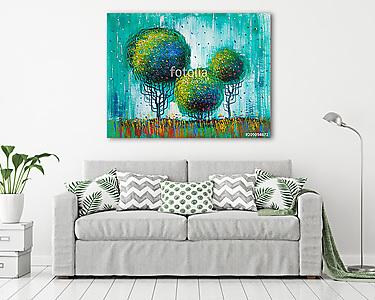 Művészi zöld lombozatú fák (olajfestmény reprodukció) (vászonkép) - vászonkép, falikép otthonra és irodába