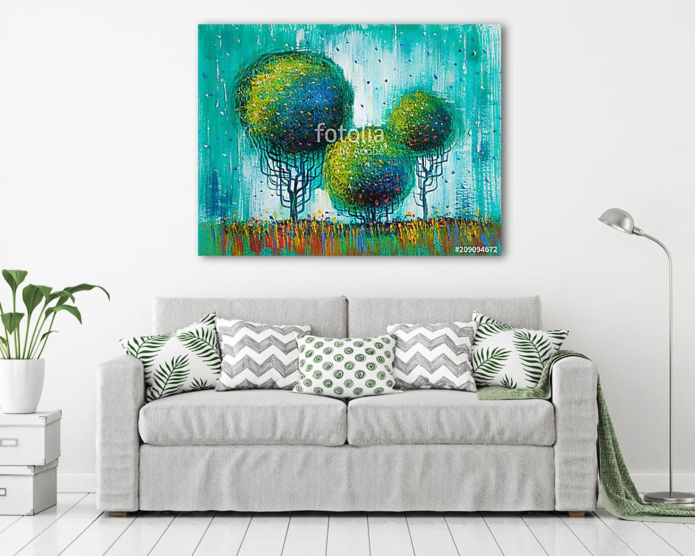 Művészi zöld lombozatú fák (olajfestmény reprodukció) - vászonkép, falikép vásárlás Művészi zöld lombozatú fák (olajfestmény reprodukció) (többrészes kép) - vászonkép, falikép otthonra és irodába