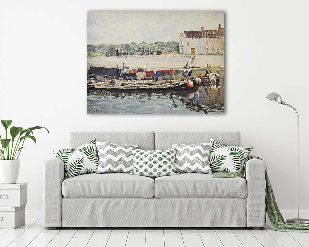 Bárka Saint Mamme kikötőjében (többrészes kép) - vászonkép, falikép otthonra és irodába