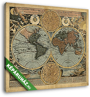 Antik világtérkép, 18. század - vászonkép 3D látványterv