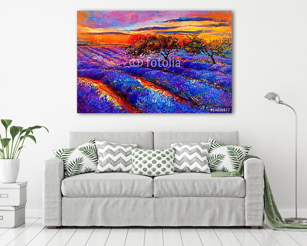 Lavender mezők (keretezett kép) - vászonkép, falikép otthonra és irodába