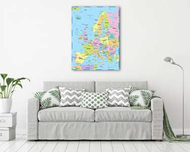 Európa térkép - vektoros illusztráció (vászonkép) - vászonkép, falikép otthonra és irodába
