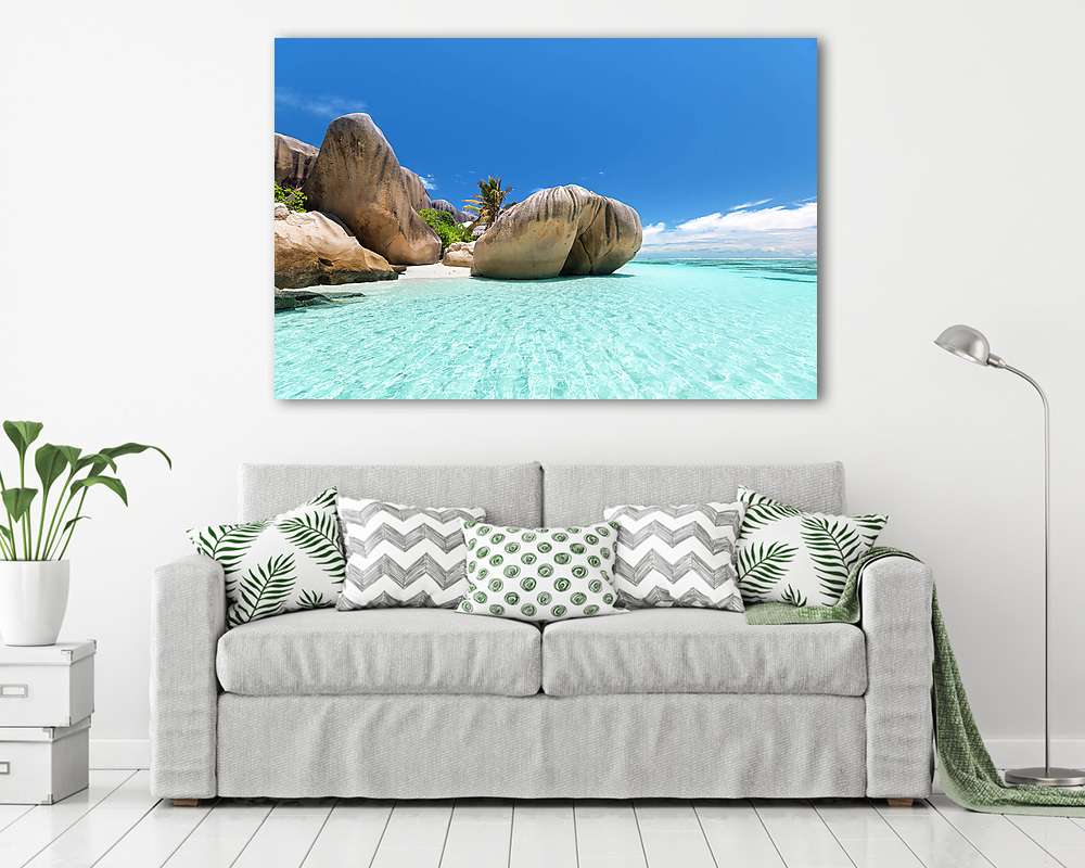 Anse Source d'Argent strand, La Digue-sziget, Seyshelles (vászonkép) - vászonkép, falikép otthonra és irodába