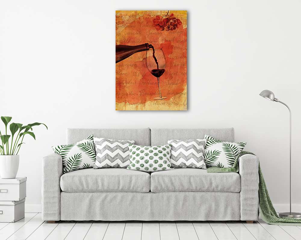 Vörösbor öntés, vintage stílusú akvarell - vászonkép, falikép vásárlás Vörösbor öntés, vintage stílusú akvarell (vászonkép) - vászonkép, falikép otthonra és irodába