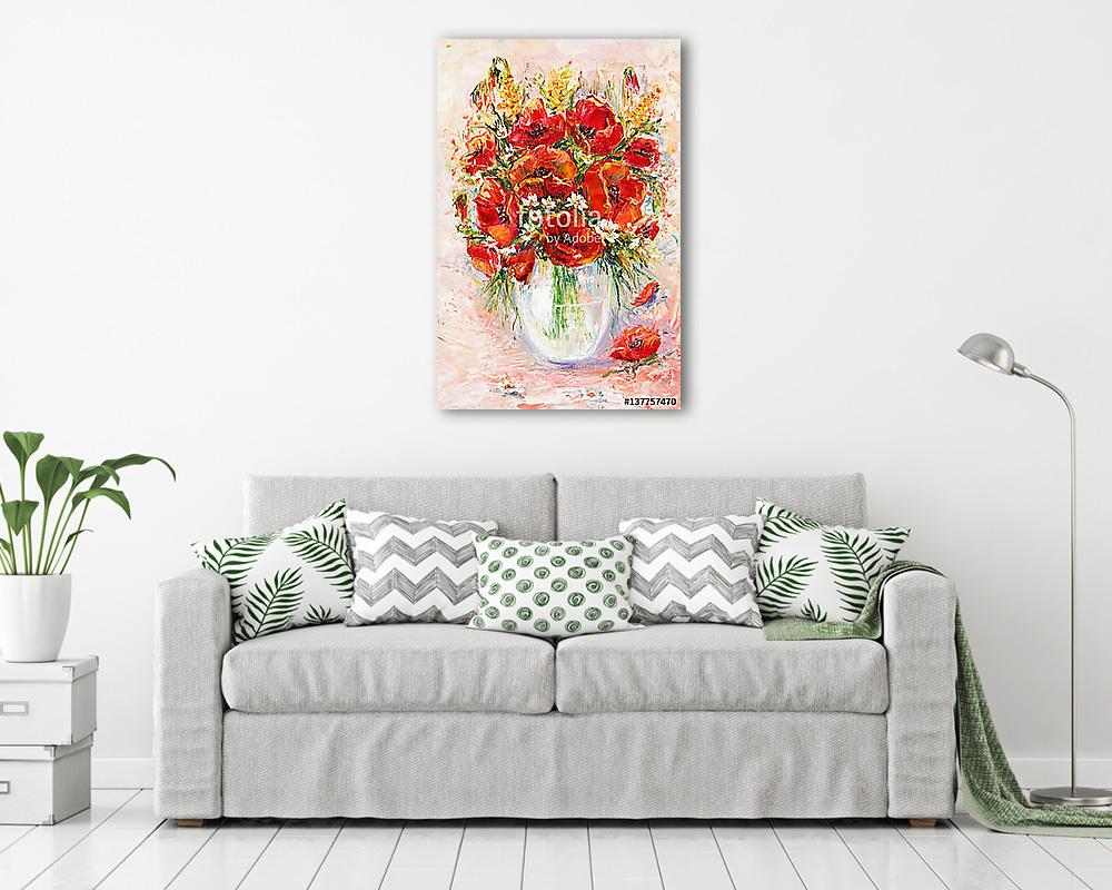 Pipacs csokor festmény - vászonkép, falikép vásárlás Pipacs csokor festmény (keretezett kép) - vászonkép, falikép otthonra és irodába