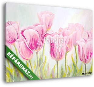 Pompázatos tulipánok kompozíciója (olajfestmény reprodukció) - vászonkép 3D látványterv