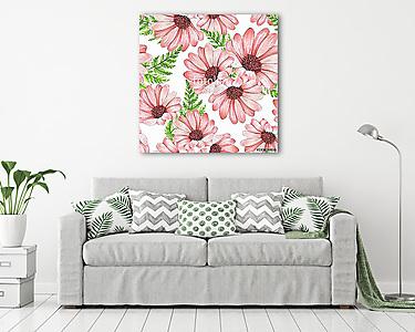 Floral seamless pattern 1. Watercolor flowers and leaves (vászonkép) - vászonkép, falikép otthonra és irodába