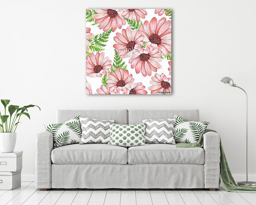 Floral seamless pattern 1. Watercolor flowers and leaves (vászonkép) - vászonkép, falikép otthonra és irodába