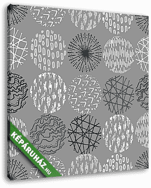 Seamless pattern with hand drawn circle doodle stylish elements. - vászonkép 3D látványterv