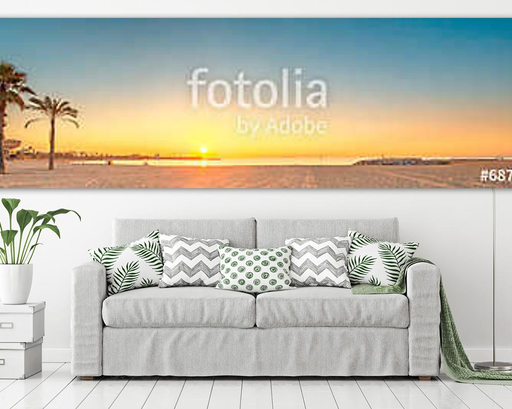 Barceloneta Beach in Barcelona at sunrise (bögre) - vászonkép, falikép otthonra és irodába