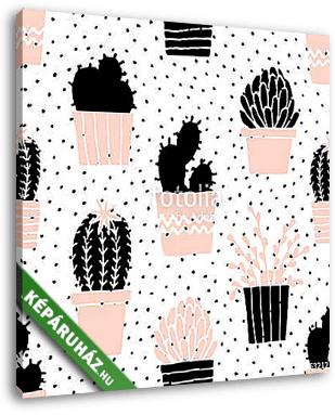 Hand Drawn Cactus Pattern - vászonkép 3D látványterv