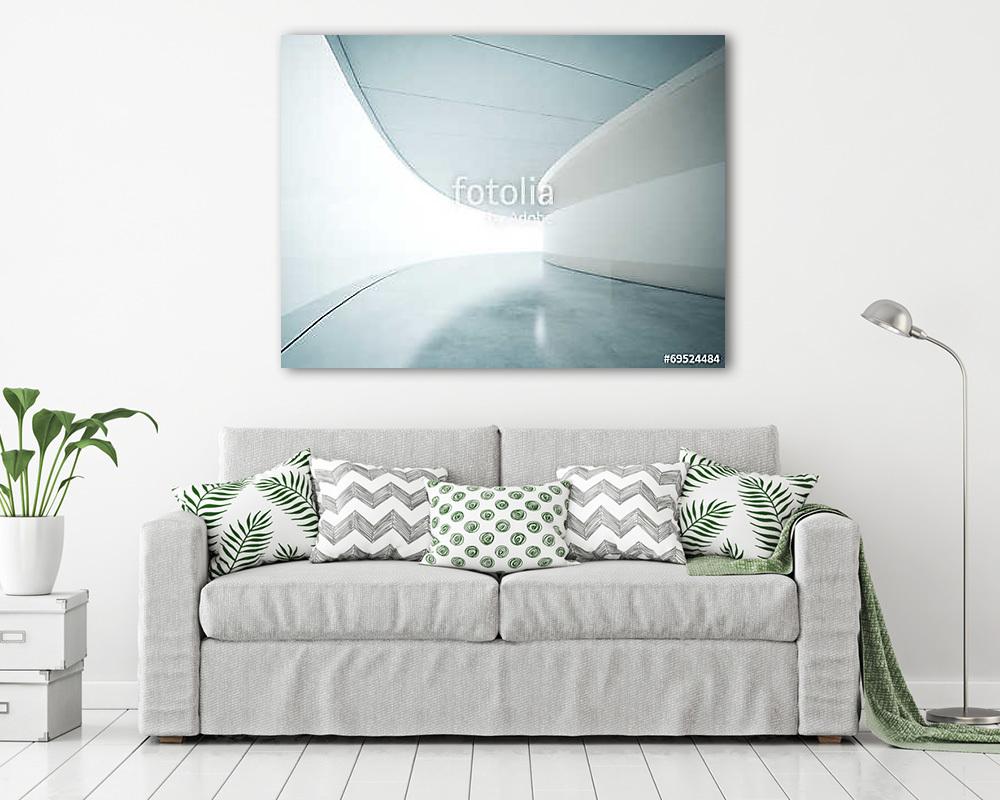 Bright open plan interior with wide luminous screen (vászonkép) - vászonkép, falikép otthonra és irodába
