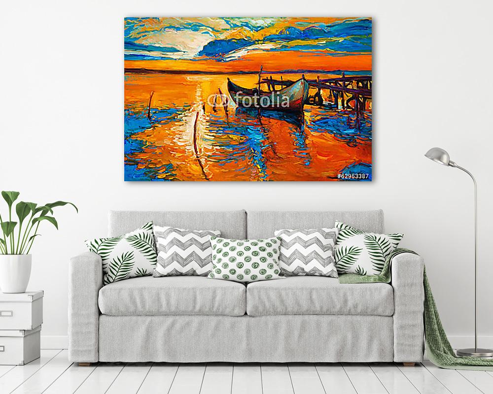 Csónak a mólónál (fotótapéta) - vászonkép, falikép otthonra és irodába