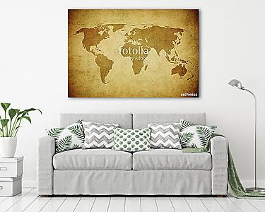 grunge térkép a világról. (vászonkép) - vászonkép, falikép otthonra és irodába