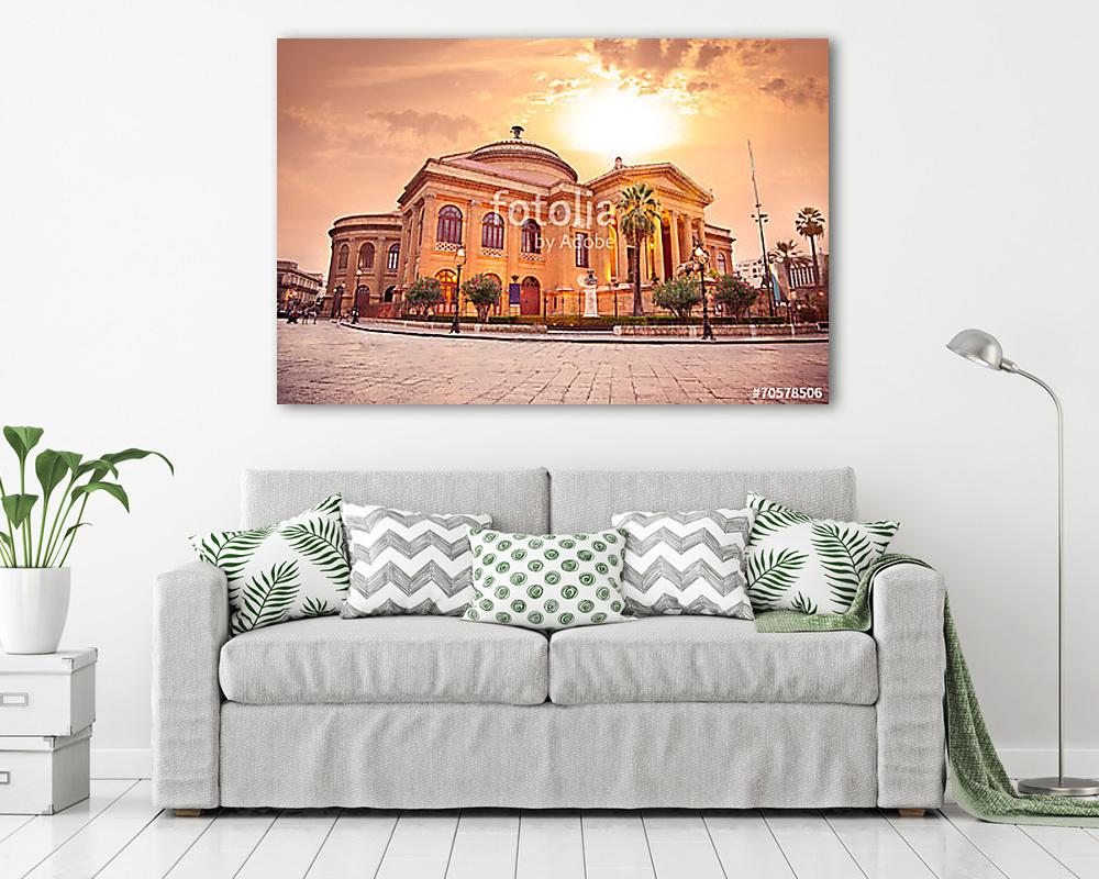Massimo Színház, Palermo operaház. Szicíliában. (többrészes kép) - vászonkép, falikép otthonra és irodába