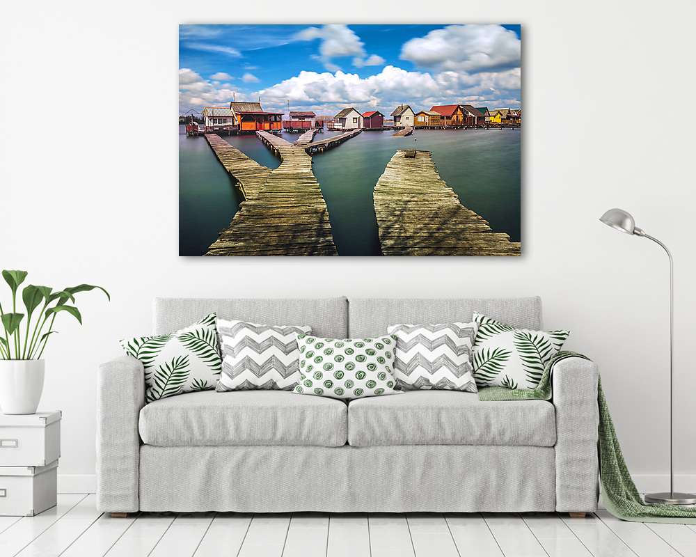 A Bokodi horgásztó és úszó falu - vászonkép, falikép vásárlás A Bokodi horgásztó és úszó falu (vászonkép) - vászonkép, falikép otthonra és irodába