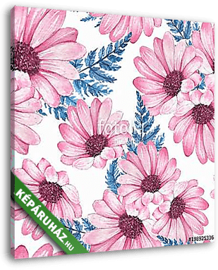 Floral seamless pattern 3. Watercolor pink flowers. - vászonkép 3D látványterv
