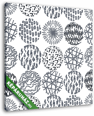 Seamless pattern with hand drawn circle doodle stylish elements. - vászonkép 3D látványterv