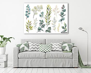 Hand drawn vector watercolor set of herbs, wildflowers and spice (vászonkép) - vászonkép, falikép otthonra és irodába