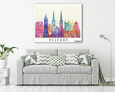 Belfast landmarks watercolor poster (vászonkép) - vászonkép, falikép otthonra és irodába