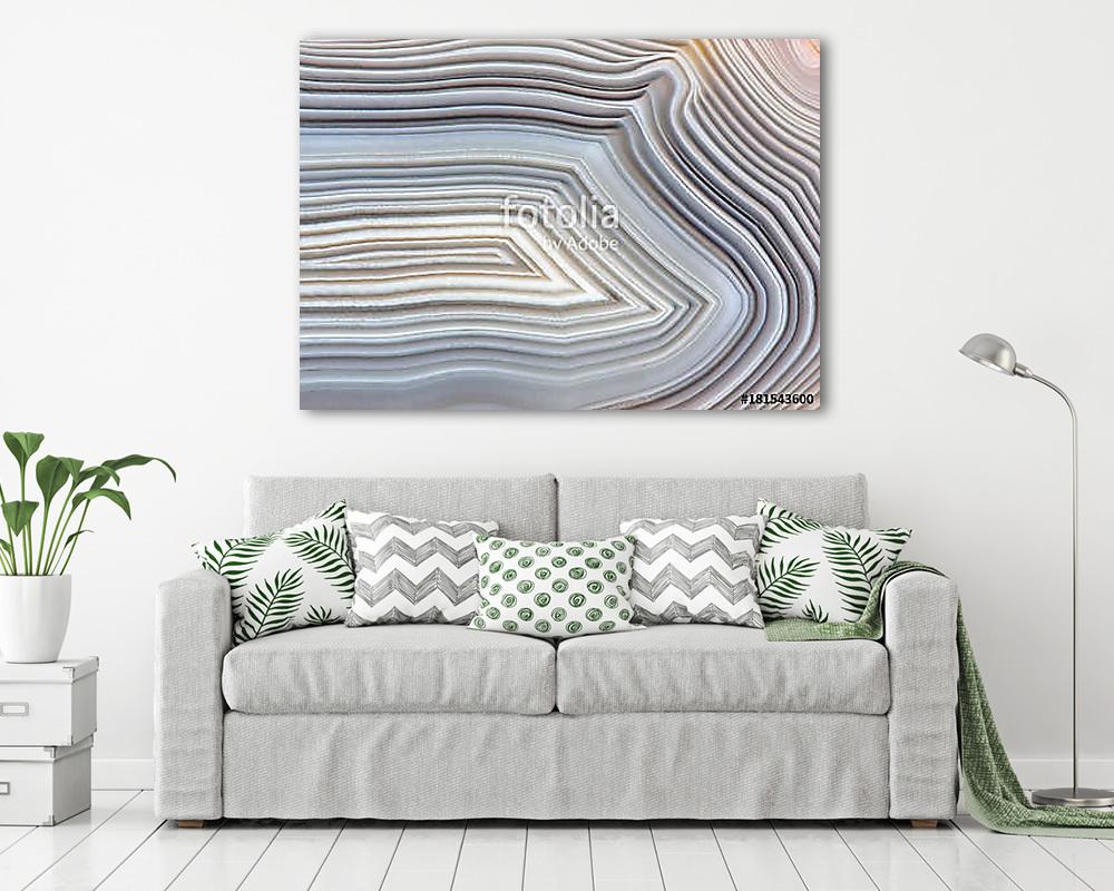 Amazing Banded Agate Crystal cross section as a background. Natural light translucent agate crystal surface, Gray abstract expre - vászonkép, falikép vásárlás Amazing Banded Agate Crystal cross section as a background. Natural light translucent agate crystal surface, Gray abstract expre (vászonkép) - vászonkép, falikép otthonra és irodába
