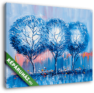 Lombos fák festmény - vászonkép 3D látványterv