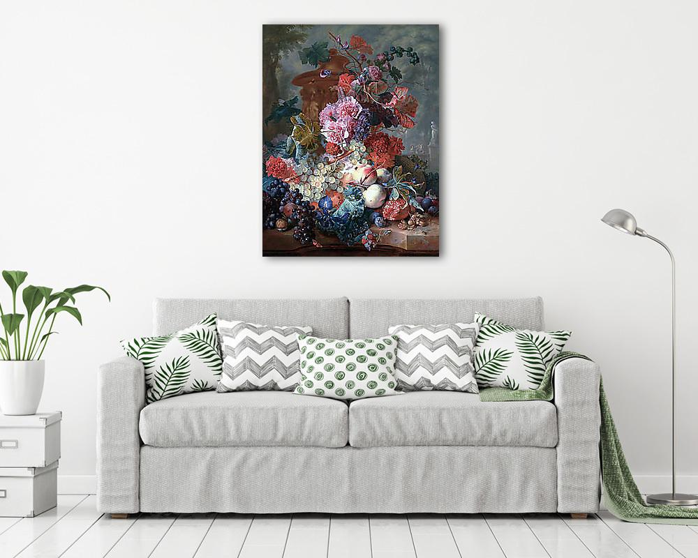 Virágcsokor és gyümölcsök - színverzió 1. (többrészes kép) - vászonkép, falikép otthonra és irodába