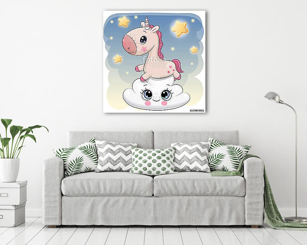 Kis unikornis a felhőn - vászonkép, falikép vásárlás Kis unikornis a felhőn (vászonkép) - vászonkép, falikép otthonra és irodába