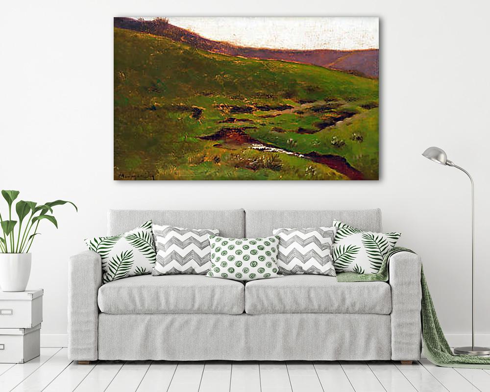 Tájkép patakkal (többrészes kép) - vászonkép, falikép otthonra és irodába