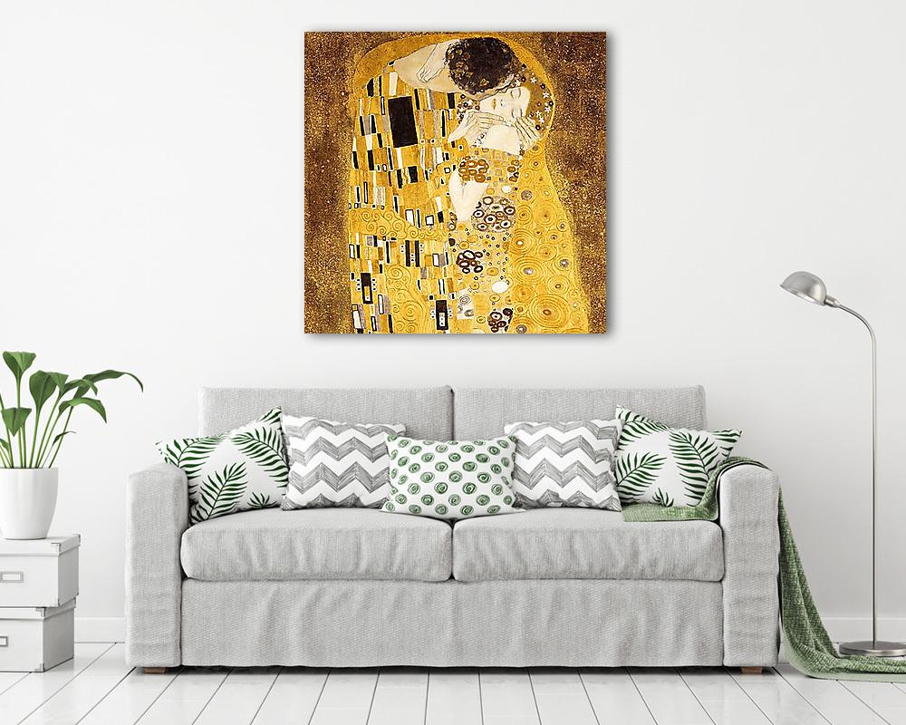 A csók (részlet) - bicolor színverzió (többrészes kép) - vászonkép, falikép otthonra és irodába