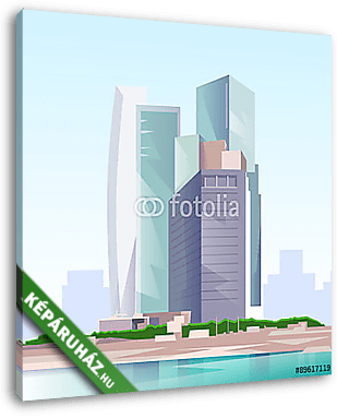 Város felhőkarcoló Nézd meg a városkép Skyline vektorát - vászonkép 3D látványterv
