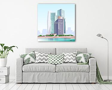 Város felhőkarcoló Nézd meg a városkép Skyline vektorát (vászonkép) - vászonkép, falikép otthonra és irodába