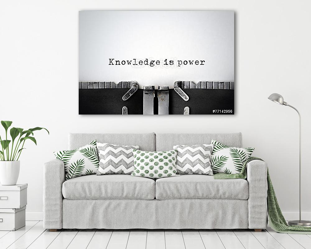 Knowledge. Inspiráló idézet egy régi írógépen. (bögre) - vászonkép, falikép otthonra és irodába