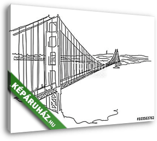 Kézzel húzott Golden Gate, San Francisco. Vector Scribble - vászonkép 3D látványterv