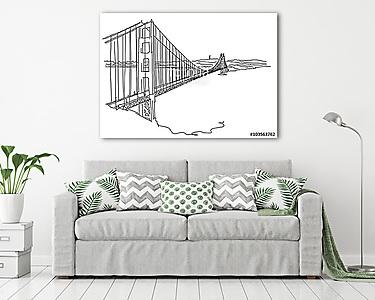 Kézzel húzott Golden Gate, San Francisco. Vector Scribble (vászonkép) - vászonkép, falikép otthonra és irodába