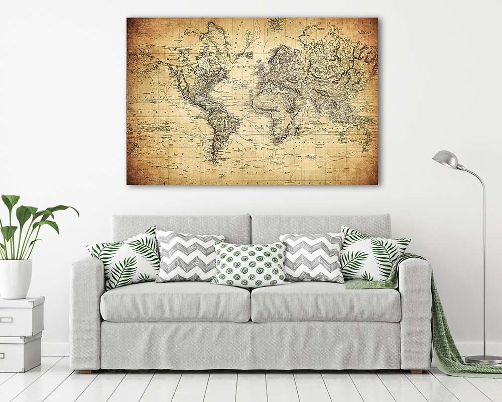 Világtérkép 1814 körül (vászonkép) - vászonkép, falikép otthonra és irodába