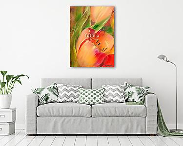 Tulipánok közeli részlet (olajfestmény reprodukció) (vászonkép) - vászonkép, falikép otthonra és irodába