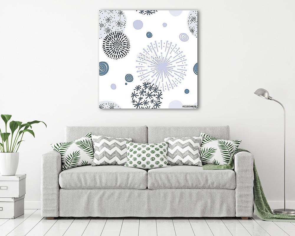 Seamless pattern with hand drawn circle doodle stylish elements. - vászonkép, falikép vásárlás Seamless pattern with hand drawn circle doodle stylish elements. (keretezett kép) - vászonkép, falikép otthonra és irodába