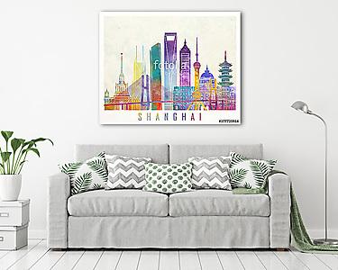 Shanghai landmarks watercolor poster (vászonkép) - vászonkép, falikép otthonra és irodába