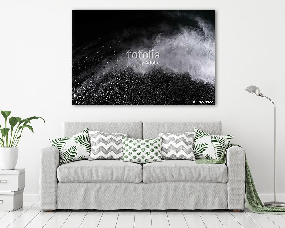 Freeze motion of white powder explosions isolated on black background (többrészes kép) - vászonkép, falikép otthonra és irodába