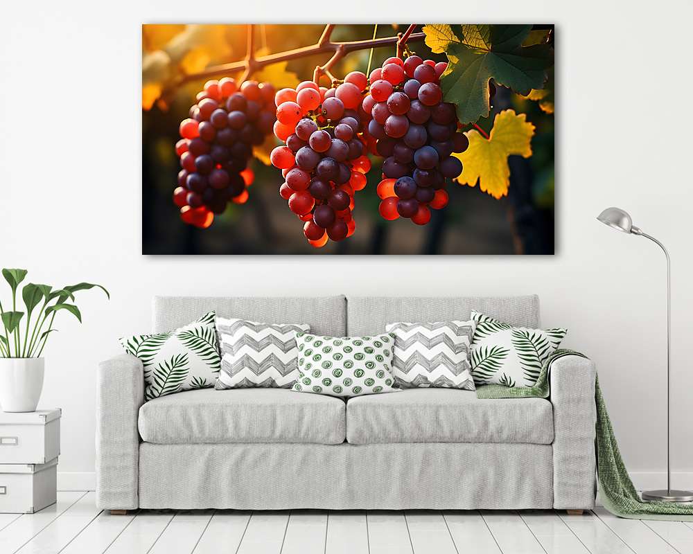 Piros szőlőfürtök (fotótapéta) - vászonkép, falikép otthonra és irodába