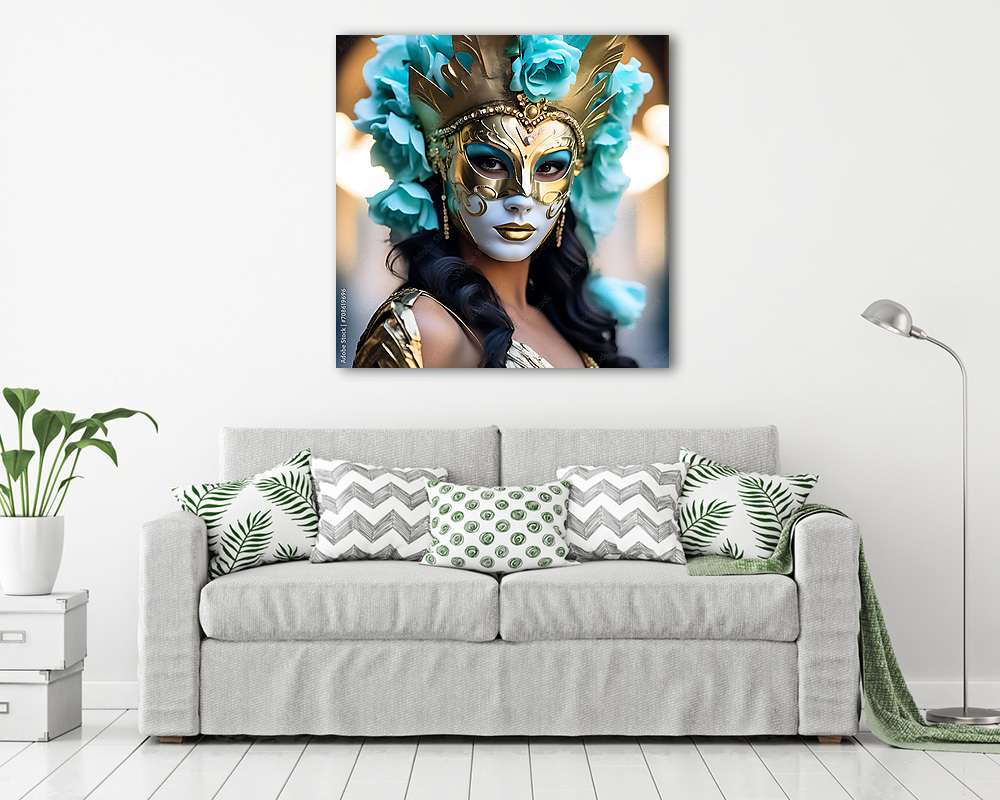 Gyönyörű nő velencei karnevál maszkban - vászonkép, falikép vásárlás Gyönyörű nő velencei karnevál maszkban (vászonkép) - vászonkép, falikép otthonra és irodába