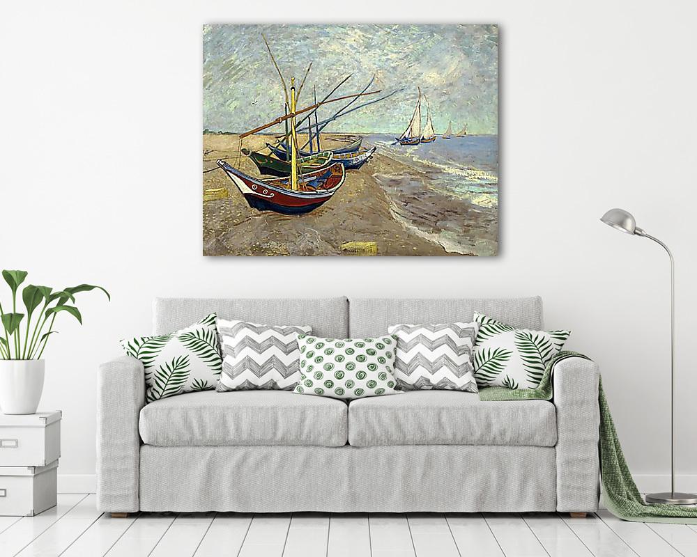 Halászcsónakok a parton Saintes-Maries-nál - vászonkép, falikép vásárlás Halászcsónakok a parton Saintes-Maries-nál (poszter) - vászonkép, falikép otthonra és irodába