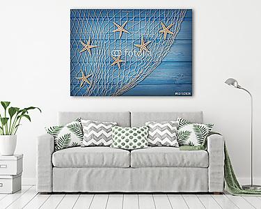 Seastars a halászhálóra (vászonkép) - vászonkép, falikép otthonra és irodába